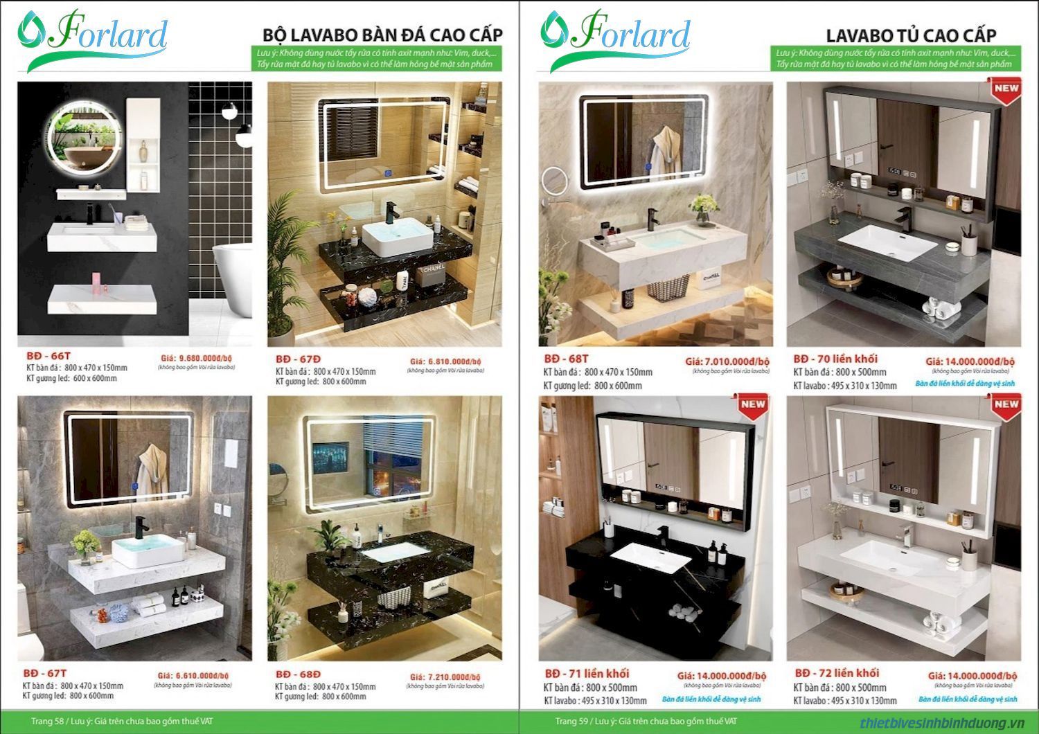 Thiết bị vệ sinh FORLARD Catalogue và Bảng giá mới nhất /Page 29